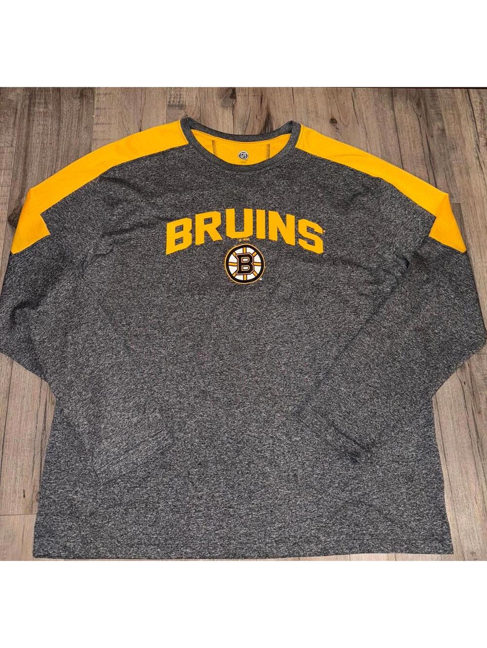 Men's Boston Bruins XL NHL Long Sleeve Dry Fit Tee Shirt Hockey Team Gear Sport